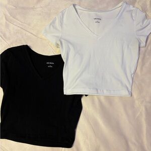 White and Black V-Neck T-Shirts Two-Pack
